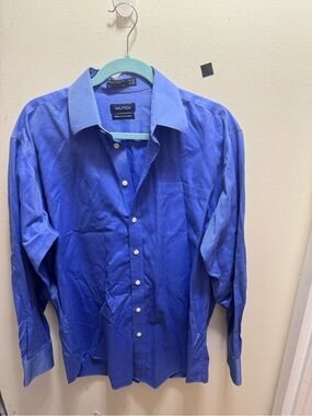 Nautica Men's Royal Blue Long-Sleeve Button Shirt size 15.5 34/35